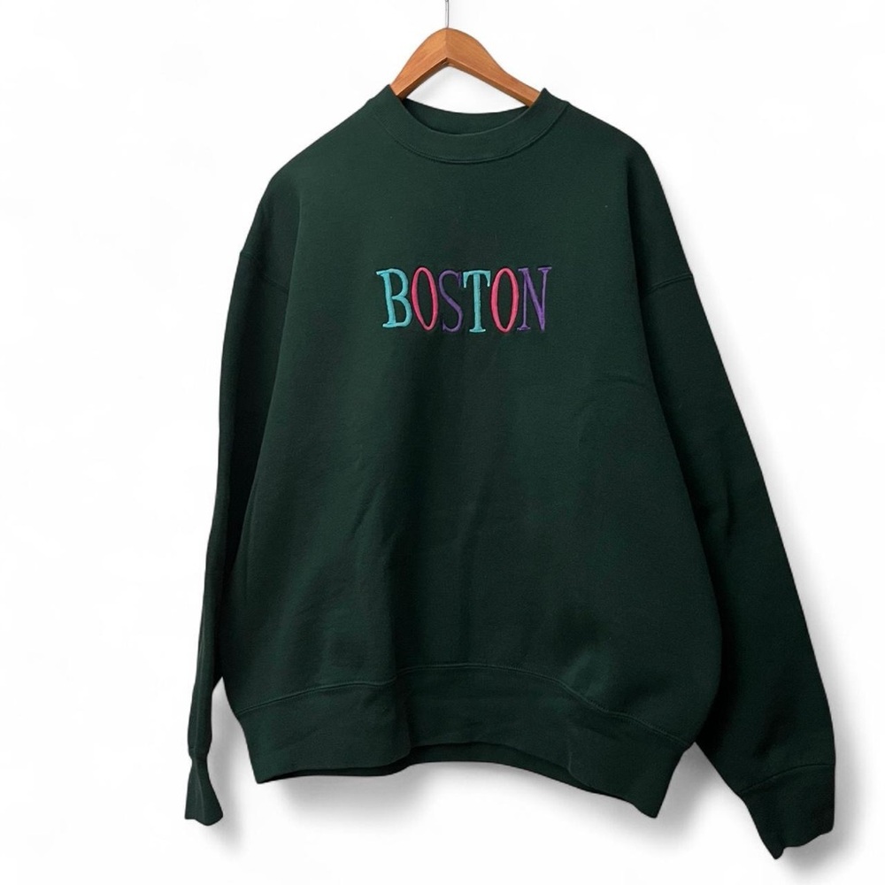 Vintage 90s Boston USA Sweatshirt Sweater Size XL Green multicolor retro